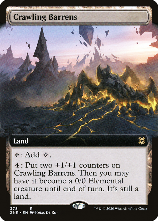 Crawling Barrens (ZNR-378) [Zendikar Rising] (Extended Art) MTG Single Wizards of the Coast