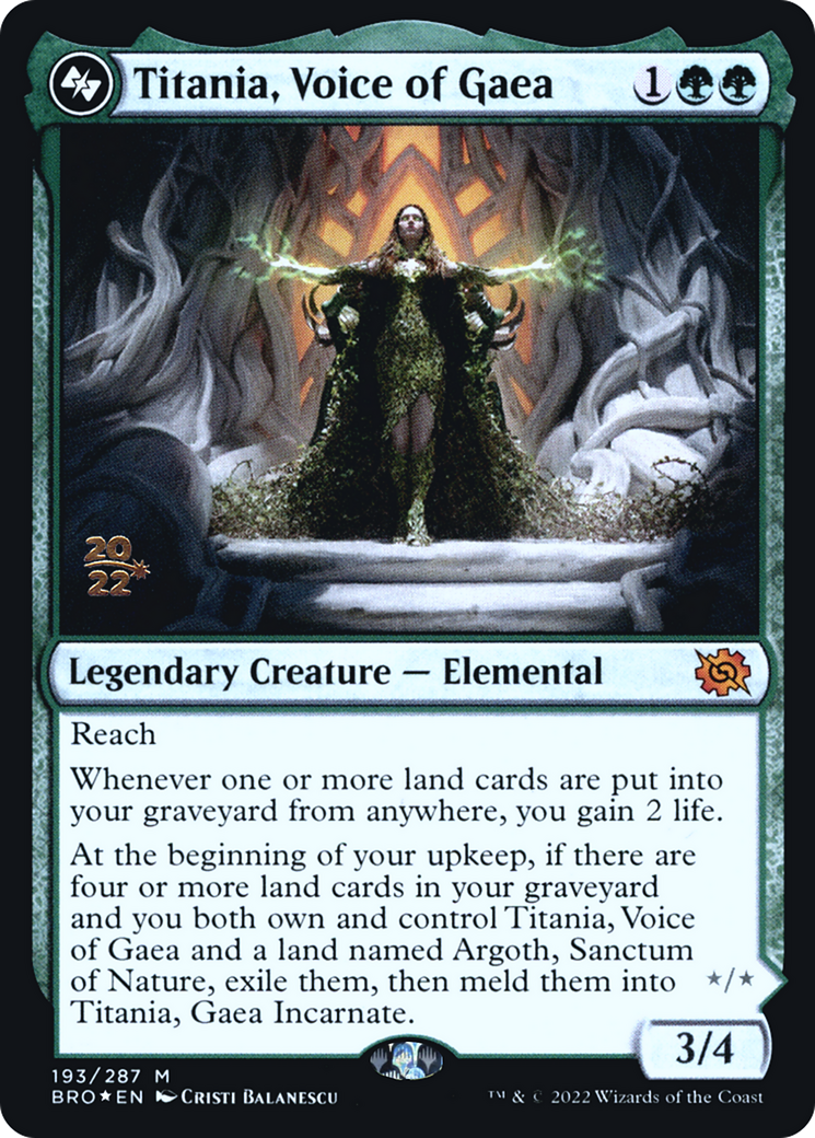 Titania, Voice of Gaea (PRE-193) [The Brothers' War Promos] Foil MTG Single Wizards of the Coast