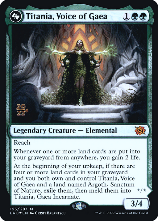 Titania, Voice of Gaea (PRE-193) [The Brothers' War Promos] Foil MTG Single Wizards of the Coast