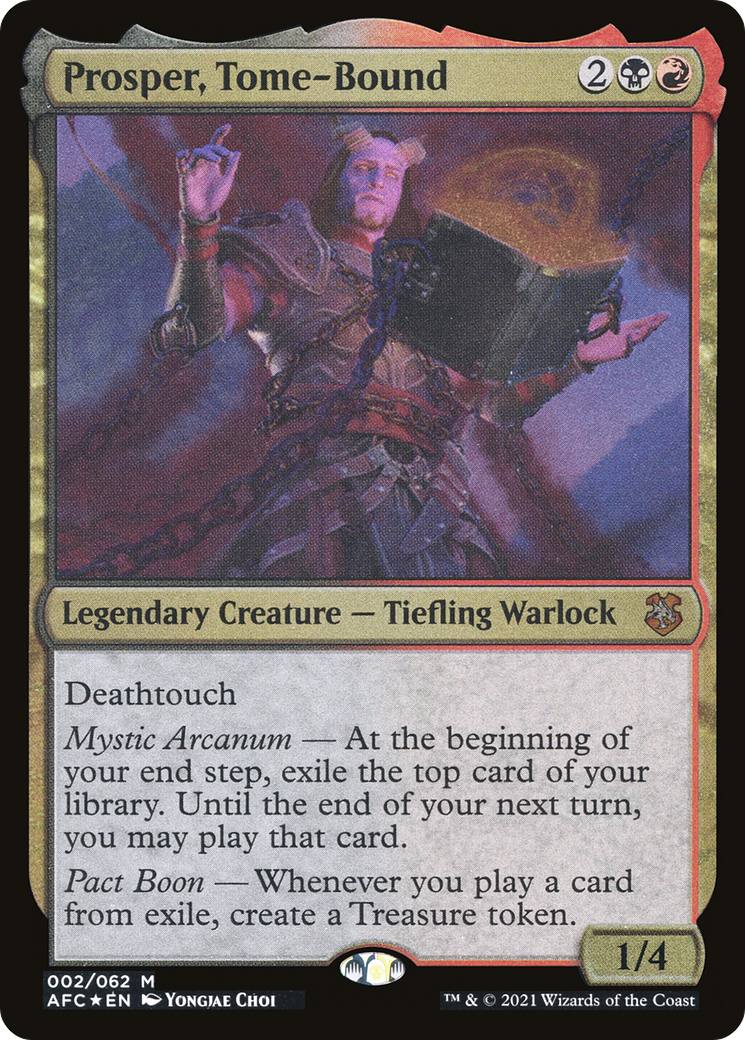 Prosper, Tome-Bound (Display Commander) - Thick Stock (AFC-002) [Forgotten Realms Commander Display Commanders] Foil MTG Single Wizards of the Coast