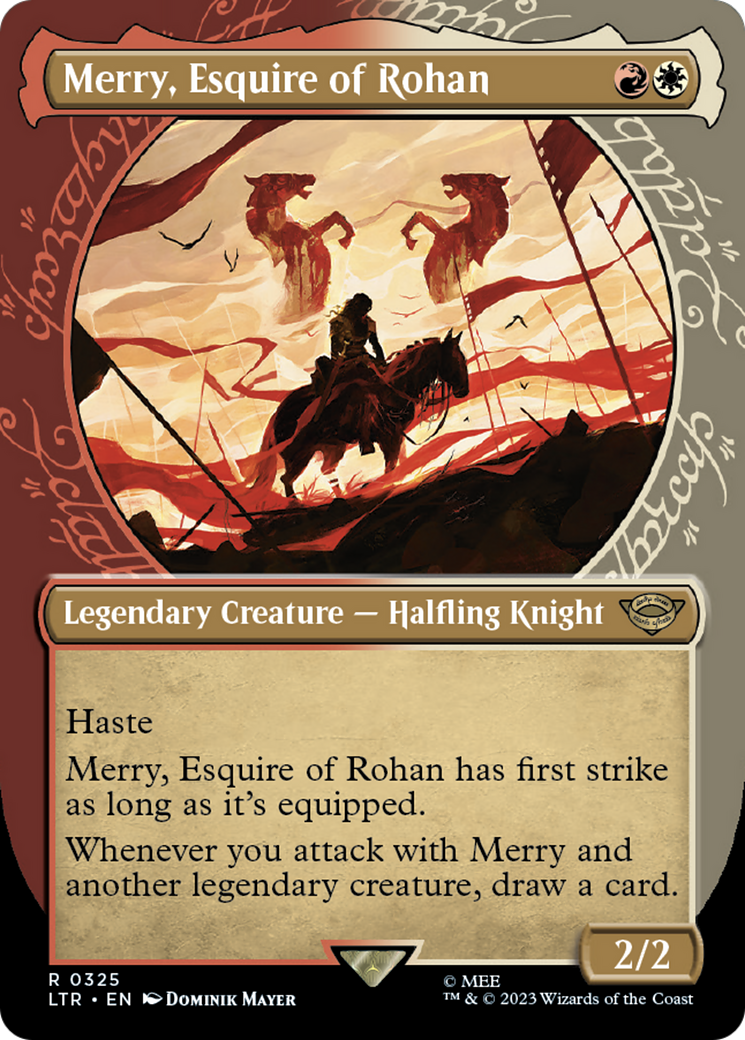 Merry, Esquire of Rohan (LTR-325) [The Lord of the Rings: Tales of Middle-earth] (Showcase) (Borderless) Foil MTG Single Wizards of the Coast