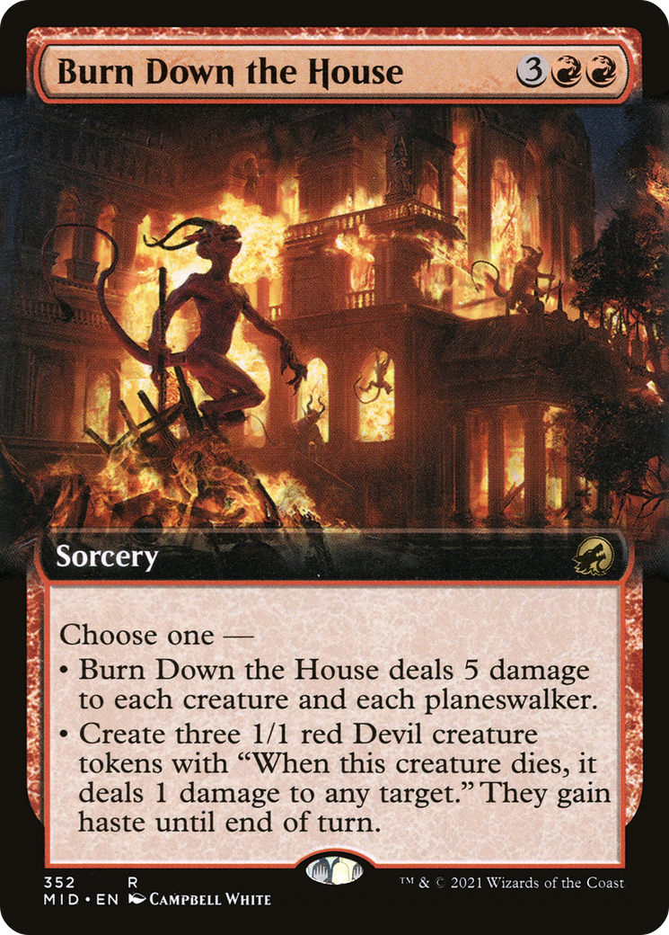 Burn Down the House (MID-352) [Innistrad: Midnight Hunt] (Extended Art) Foil MTG Single Wizards of the Coast