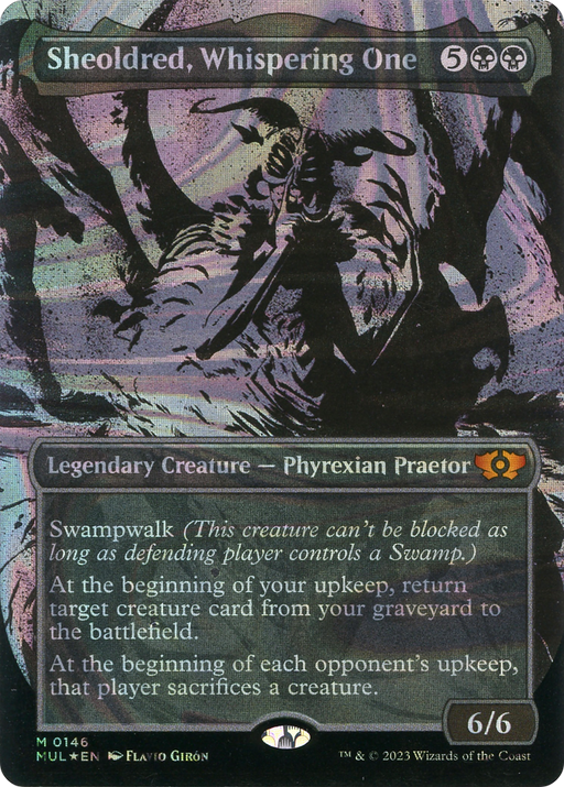 Sheoldred, Whispering One (MUL-146) [Multiverse Legends] (Showcase) (Borderless) Foil MTG Single Wizards of the Coast