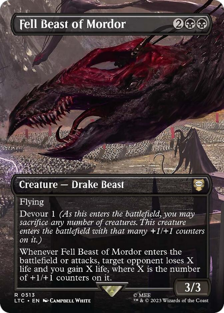 Fell Beast of Mordor (LTC-513) [Tales of Middle-earth Commander] (Borderless) MTG Single Wizards of the Coast