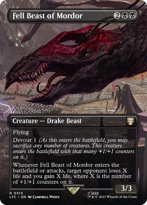 Fell Beast of Mordor (LTC-513) [Tales of Middle-earth Commander] (Borderless) Foil MTG Single Wizards of the Coast