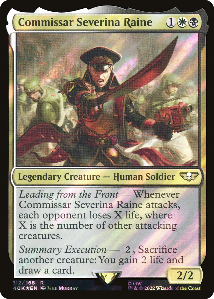 Commissar Severina Raine (Surge Foil) (40K-112) [Warhammer 40,000 Commander] Foil MTG Single Wizards of the Coast