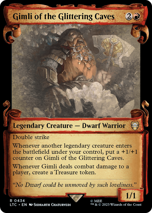 Gimli of the Glittering Caves (Showcase Scrolls) (LTC-434) [Tales of Middle-earth Commander] (Showcase) MTG Single Wizards of the Coast