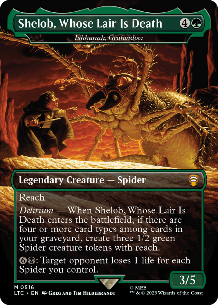 Shelob, Whose Lair Is Death - Ishkanah, Grafwidow (Borderless) [The Lord of the Rings: Tales of Middle-Earth Commander] MTG Single Magic: The Gathering