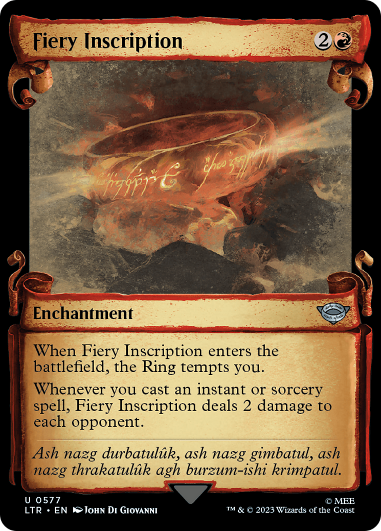 Fiery Inscription (Showcase Scrolls) (LTR-577) [The Lord of the Rings: Tales of Middle-earth] (Showcase) MTG Single Wizards of the Coast