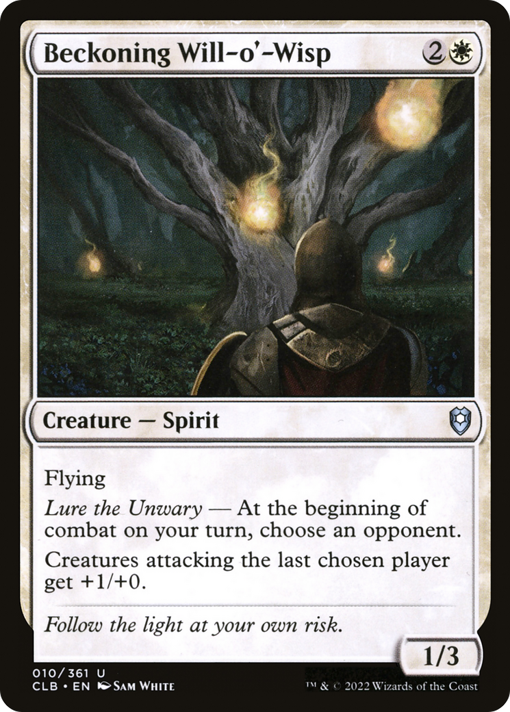 Beckoning Will-o'-Wisp (CLB-010) [Commander Legends: Battle for Baldur's Gate] Foil MTG Single Wizards of the Coast