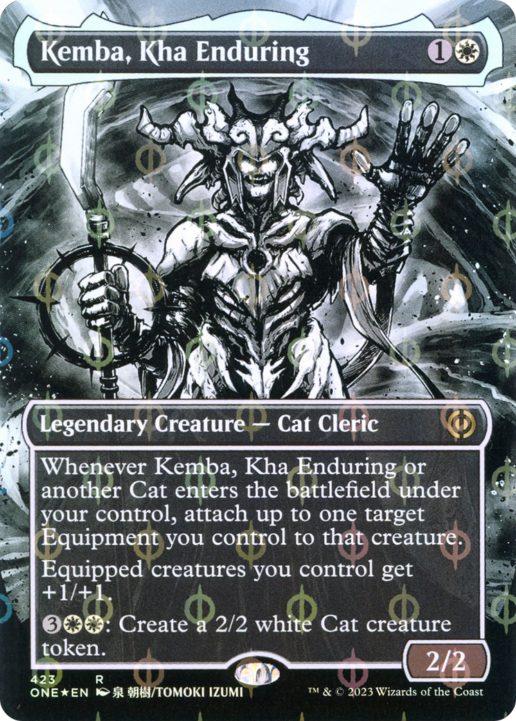 Kemba, Kha Enduring (Step-and-Compleat Foil) (ONE-423) [Phyrexia: All Will Be One] (Showcase) (Borderless) Foil MTG Single Wizards of the Coast