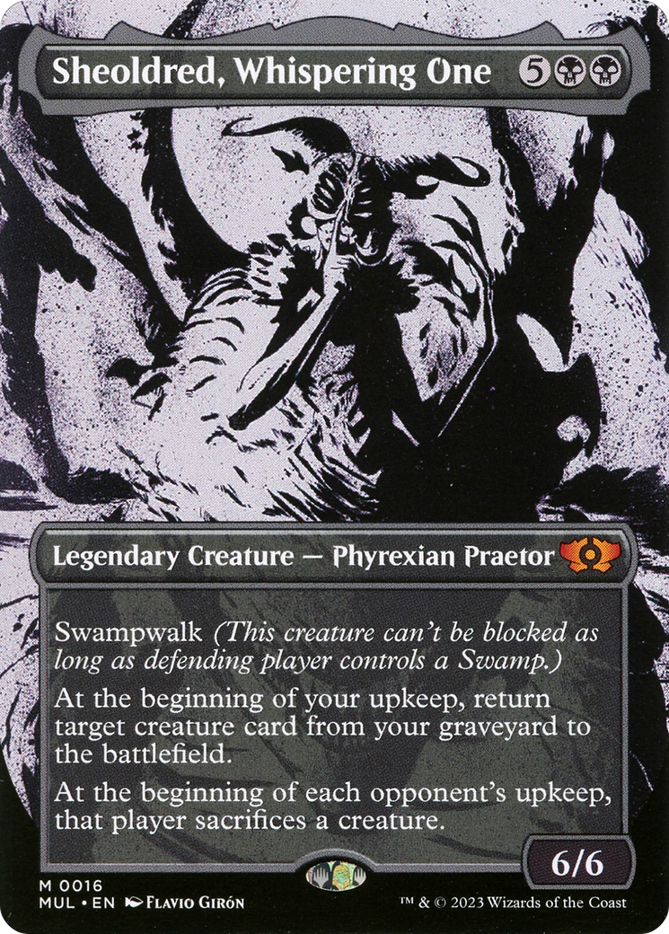 Sheoldred, Whispering One (MUL-016) [Multiverse Legends] (Showcase) (Borderless) Foil MTG Single Wizards of the Coast