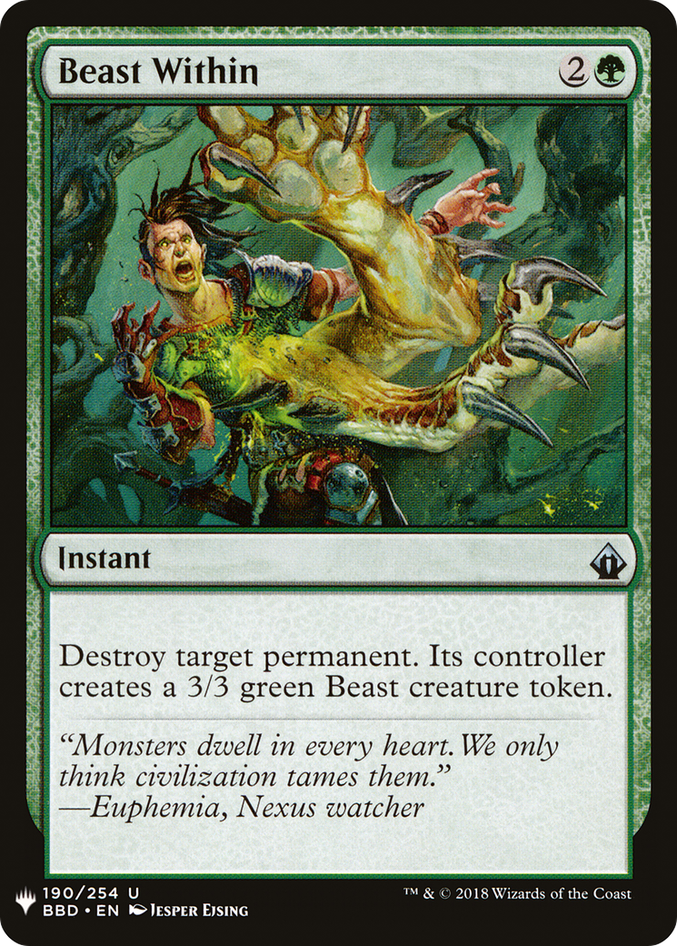 Beast Within (BBD) (LIST-190) [Mystery Booster] The List MTG Single Wizards of the Coast