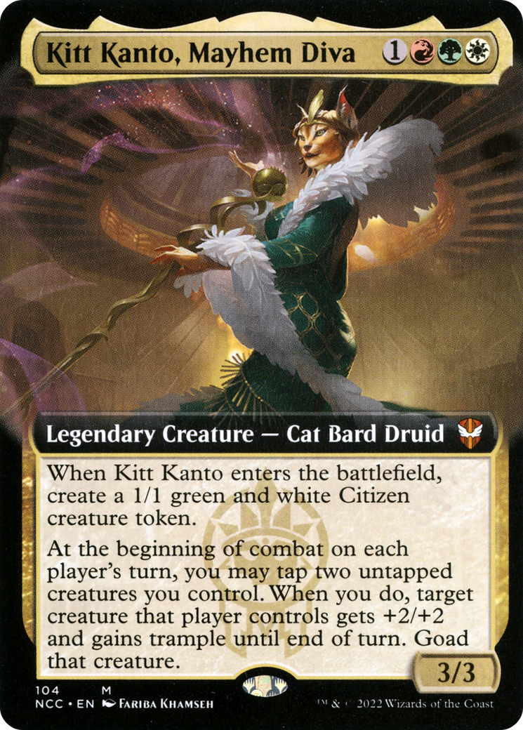 Kitt Kanto, Mayhem Diva (NCC-104) [New Capenna Commander] (Extended Art) Foil MTG Single Wizards of the Coast