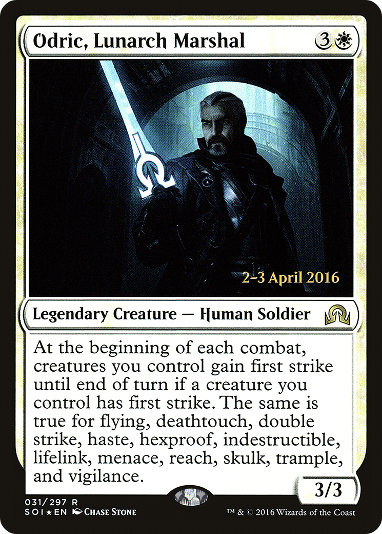 Odric, Lunarch Marshal (PRE-031) [Shadows over Innistrad Promos] Foil MTG Single Wizards of the Coast