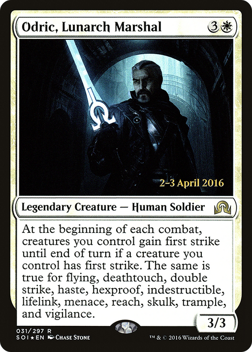 Odric, Lunarch Marshal (PRE-031) [Shadows over Innistrad Promos] Foil MTG Single Wizards of the Coast