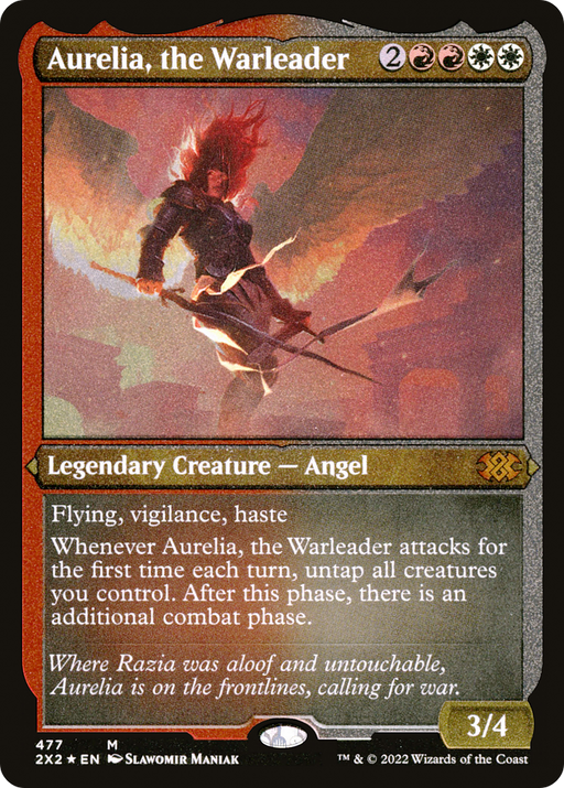 Aurelia, the Warleader (Foil Etched) (2X2-477) [Double Masters 2022] Foil MTG Single Wizards of the Coast