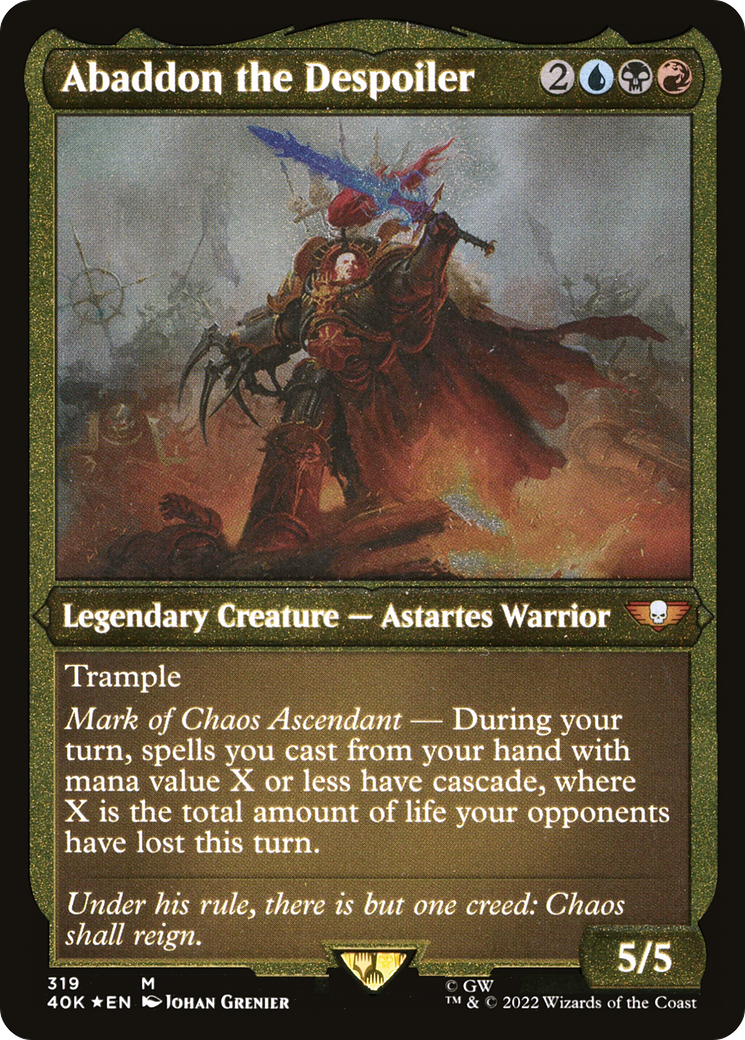 Abaddon the Despoiler (40K-319) [Warhammer 40,000 Commander] Etched Foil MTG Single Wizards of the Coast