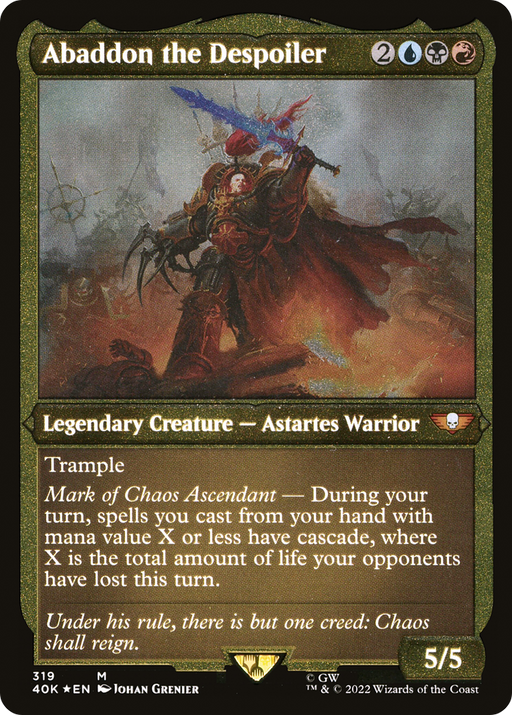 Abaddon the Despoiler (40K-319) [Warhammer 40,000 Commander] Etched Foil MTG Single Wizards of the Coast