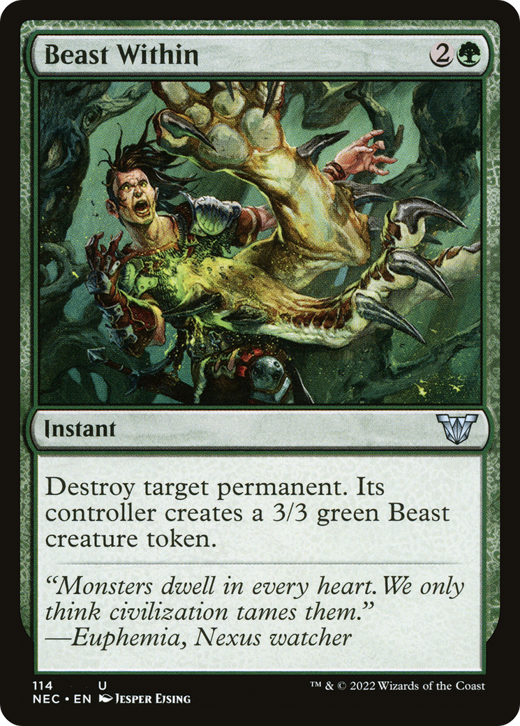 Beast Within (NEC-114) [Neon Dynasty Commander] MTG Single Wizards of the Coast