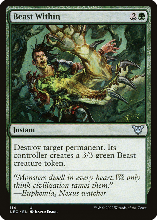 Beast Within (NEC-114) [Neon Dynasty Commander] MTG Single Wizards of the Coast