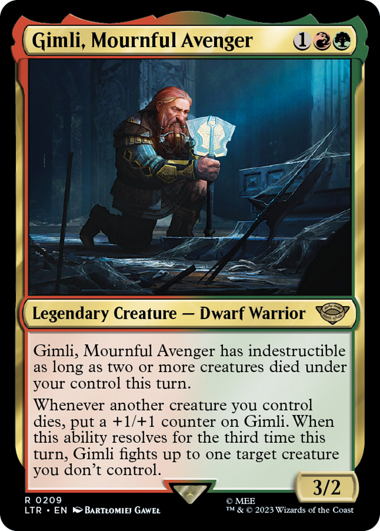 Gimli, Mournful Avenger (LTR-209) [The Lord of the Rings: Tales of Middle-earth] Foil MTG Single Wizards of the Coast