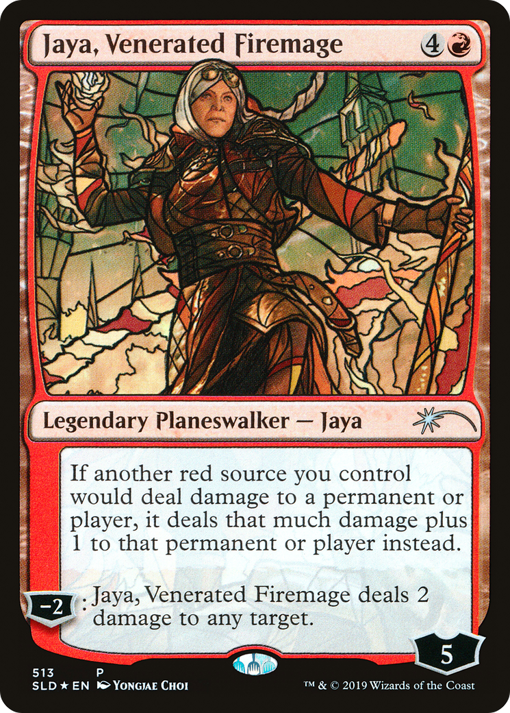 Jaya, Venerated Firemage (Stained Glass) (SLD-513) [Secret Lair] Drop Foil MTG Single Wizards of the Coast