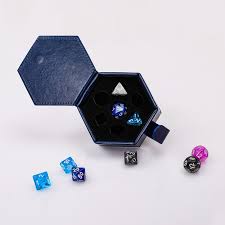 7 pc Black Hexagon Dice Storage Case Dice & Gaming Accessories Taps Imports