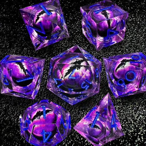 Seriously Good Dice: Dragon's Eye 7 Die Set w/bag "Amethyst Dragon" with Dice Bag Dice & Gaming Accessories Taps Imports