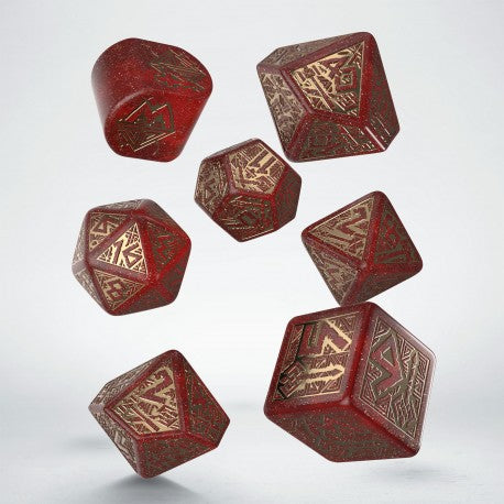 Q-Workshop: Dwarven Translucent/Red 7-Die Set Dice & Gaming Accessories Q Workshop