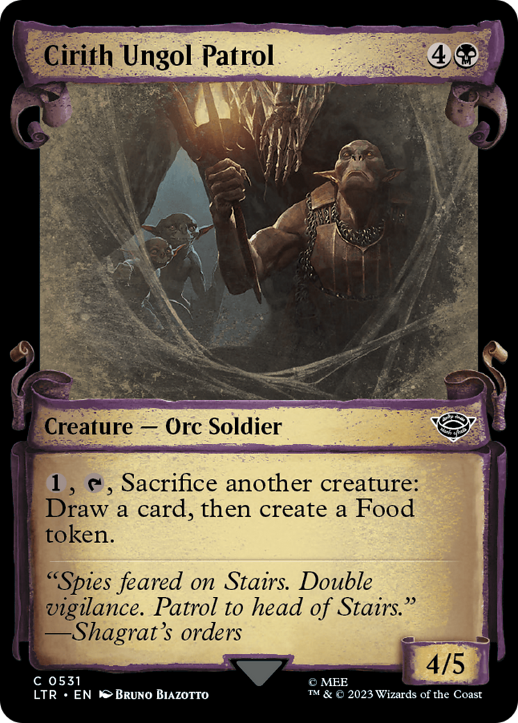 Cirith Ungol Patrol (Showcase Scrolls) (LTR-531) [The Lord of the Rings: Tales of Middle-earth] (Showcase) Foil MTG Single Wizards of the Coast
