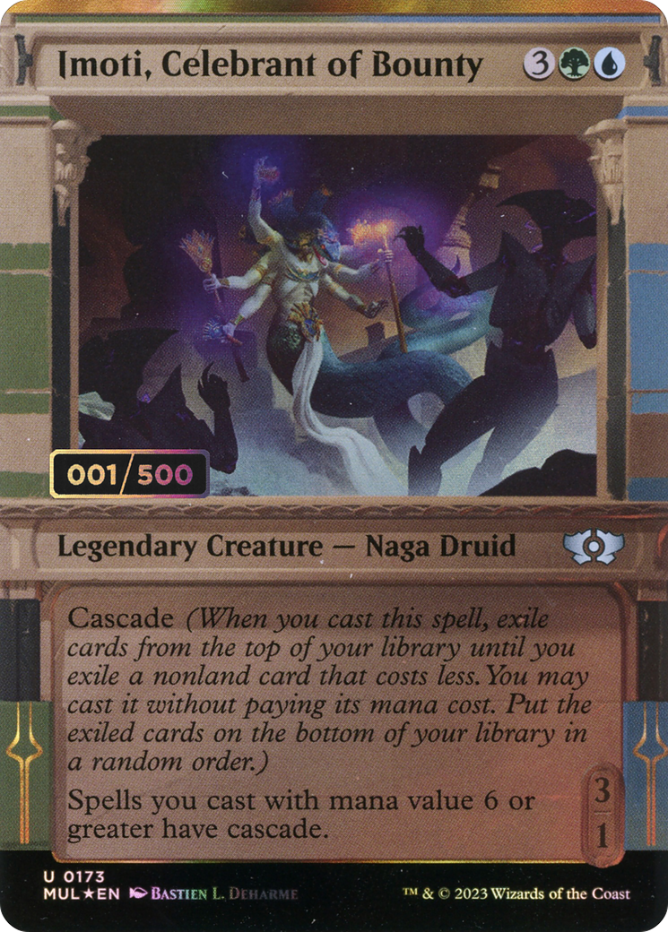 Imoti, Celebrant of Bounty (Serial Numbered) (MUL-173) [Multiverse Legends] (Showcase) (Borderless) Foil MTG Single Wizards of the Coast