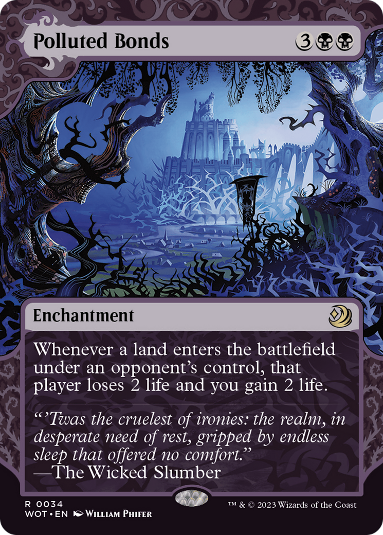 Polluted Bonds (WOT-034) [Wilds of Eldraine: Enchanting Tales] (Showcase) (Borderless) MTG Single Wizards of the Coast