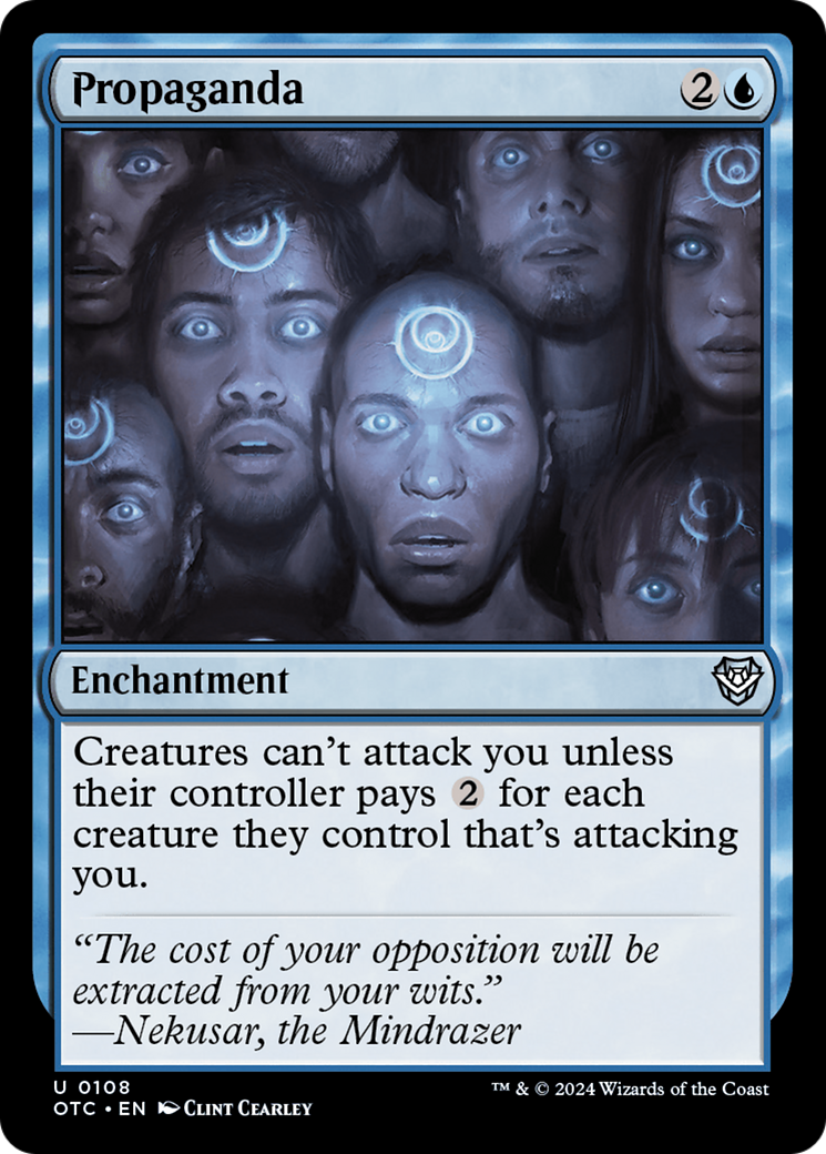 Propaganda (OTC-108) [Outlaws of Thunder Junction Commander] MTG Single Wizards of the Coast