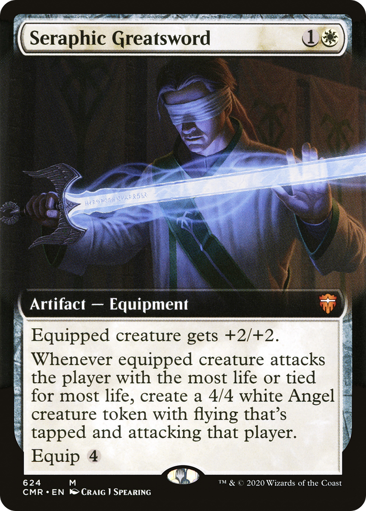 Seraphic Greatsword (CMR-624) [Commander Legends] (Extended Art) Foil MTG Single Wizards of the Coast