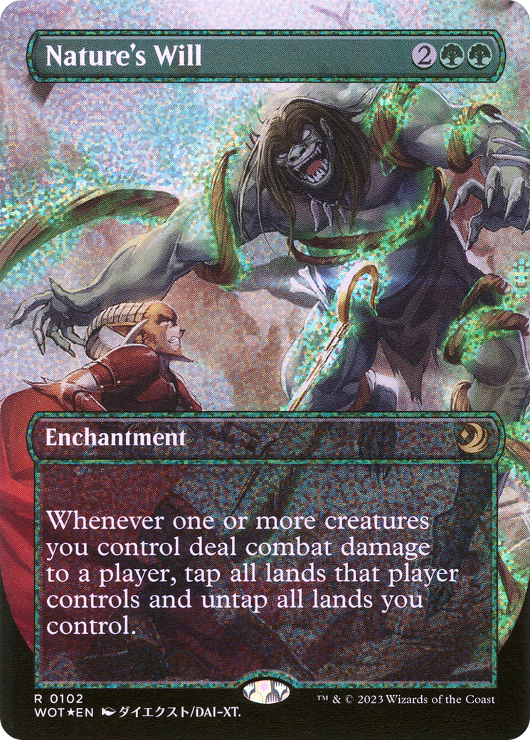Nature's Will (Anime Borderless) (Confetti Foil) (WOT-102) [Wilds of Eldraine: Enchanting Tales] (Borderless) Foil MTG Single Wizards of the Coast