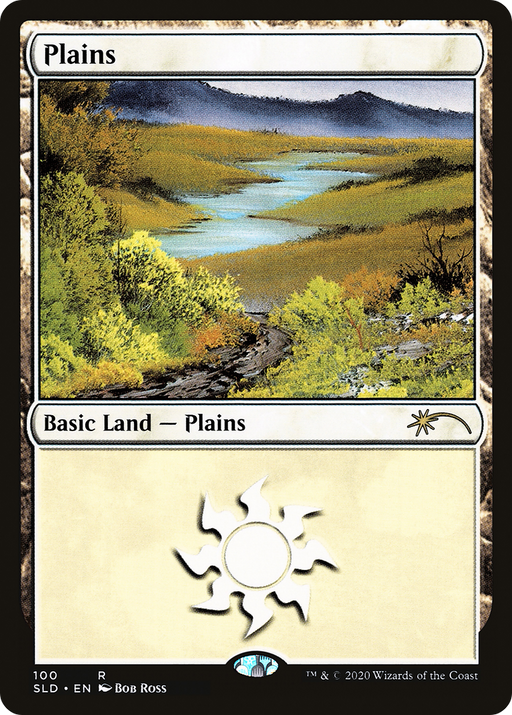 Plains (100) (Bob Ross) (SLD-100) [Secret Lair] Drop MTG Single Wizards of the Coast