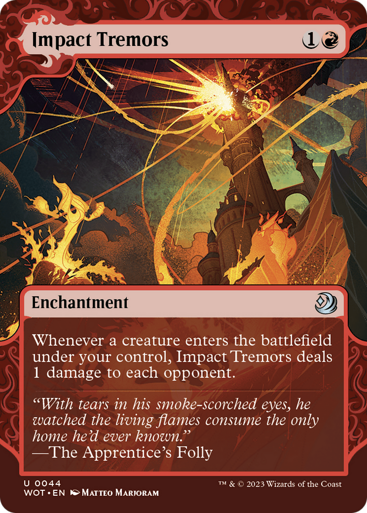 Impact Tremors (WOT-044) [Wilds of Eldraine: Enchanting Tales] (Showcase) (Borderless) Foil MTG Single Wizards of the Coast