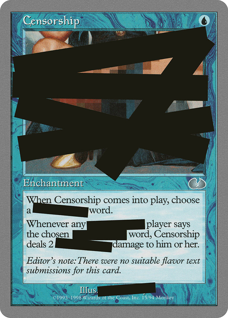 Censorship (UGL-015) [Unglued] MTG Single Wizards of the Coast
