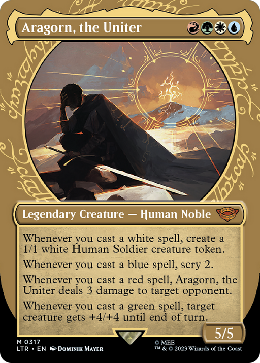 Aragorn, the Uniter (LTR-317) [The Lord of the Rings: Tales of Middle-earth] (Showcase) (Borderless) Foil MTG Single Wizards of the Coast