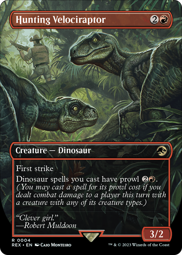 Hunting Velociraptor (REX-004) [Jurassic World Collection] (Borderless) MTG Single Wizards of the Coast