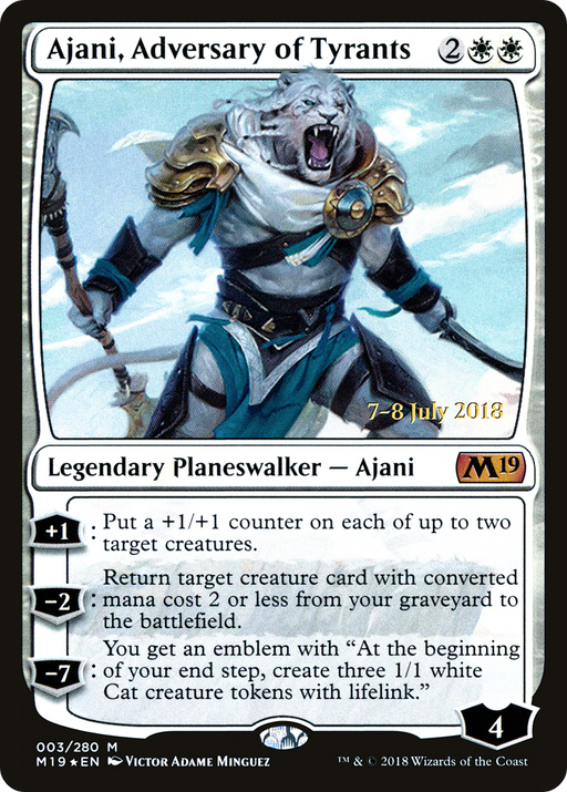 Ajani, Adversary of Tyrants (PRE-003) [Core Set 2019 Promos] Foil MTG Single Wizards of the Coast