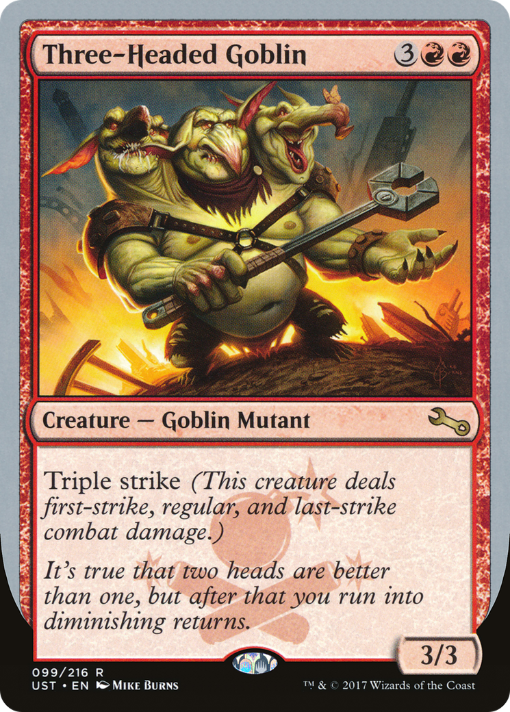 Three-Headed Goblin (UST-099) [Unstable] Foil MTG Single Wizards of the Coast