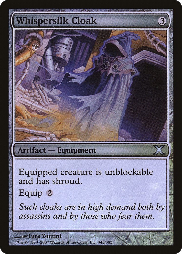Whispersilk Cloak (10E-345★) [Tenth Edition] Foil MTG Single Wizards of the Coast