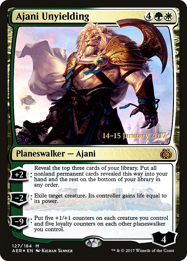 Ajani Unyielding (PRE-127) [Aether Revolt Promos] Foil MTG Single Wizards of the Coast
