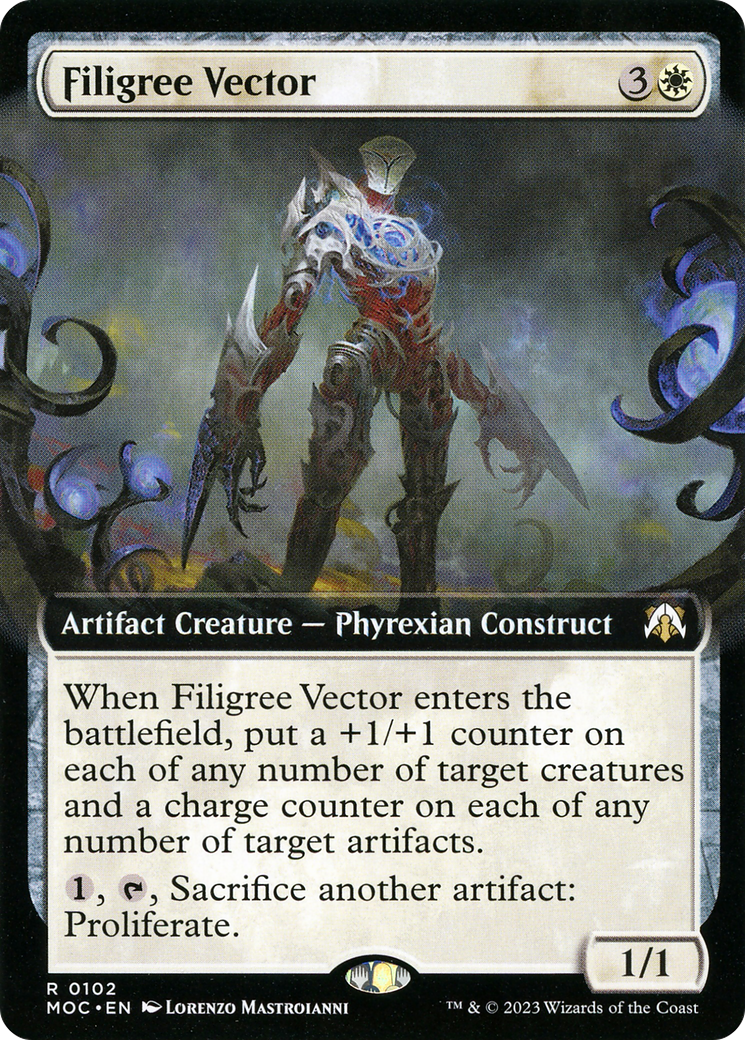 Filigree Vector (MOC-102) [March of the Machine Commander] (Extended Art) MTG Single Wizards of the Coast