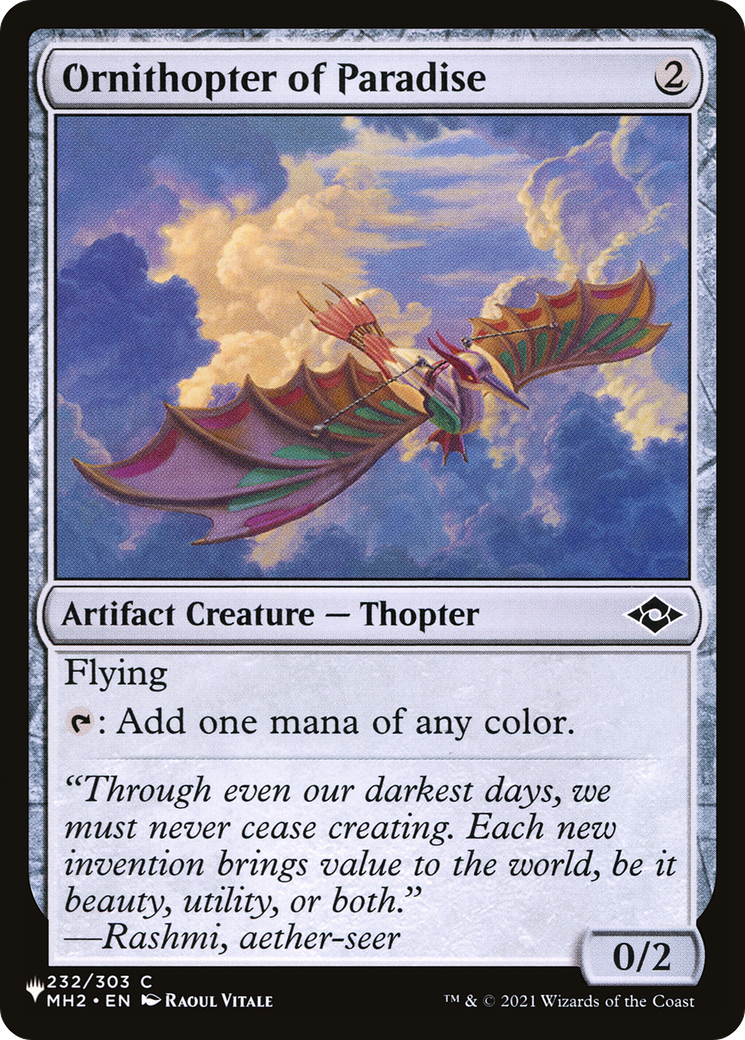 Ornithopter of Paradise (LIST-MH2-232) [Mystery Booster] The List MTG Single Wizards of the Coast