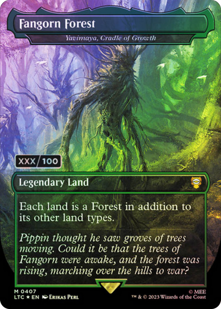 Fangorn Forest - Yavimaya, Cradle of Growth (Serial Numbered) (LTC-407) [Tales of Middle-earth Commander] (Borderless) Foil MTG Single Wizards of the Coast