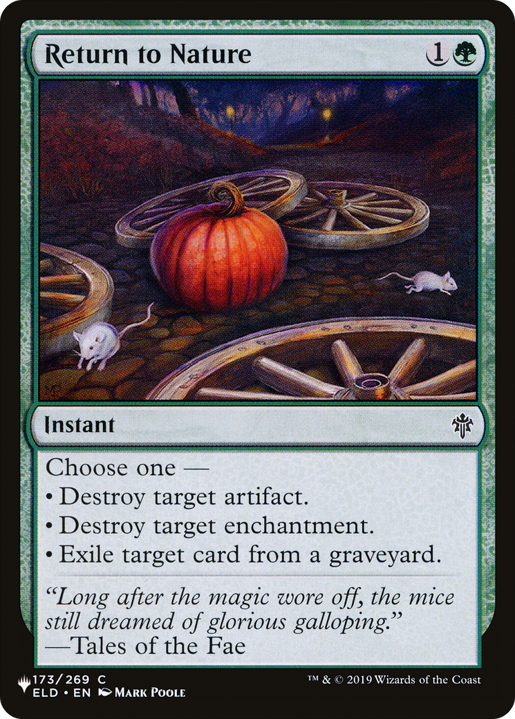 Return to Nature (LIST-ELD-173) [Mystery Booster] The List MTG Single Wizards of the Coast
