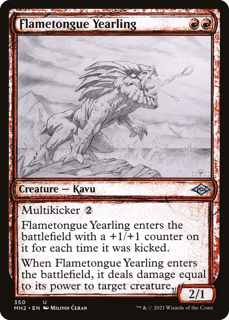 Flametongue Yearling (MH2-350) [Modern Horizons 2] (Showcase) Foil MTG Single Wizards of the Coast